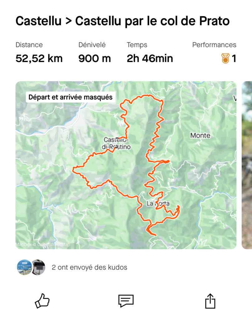 tracé strava en haute-corse